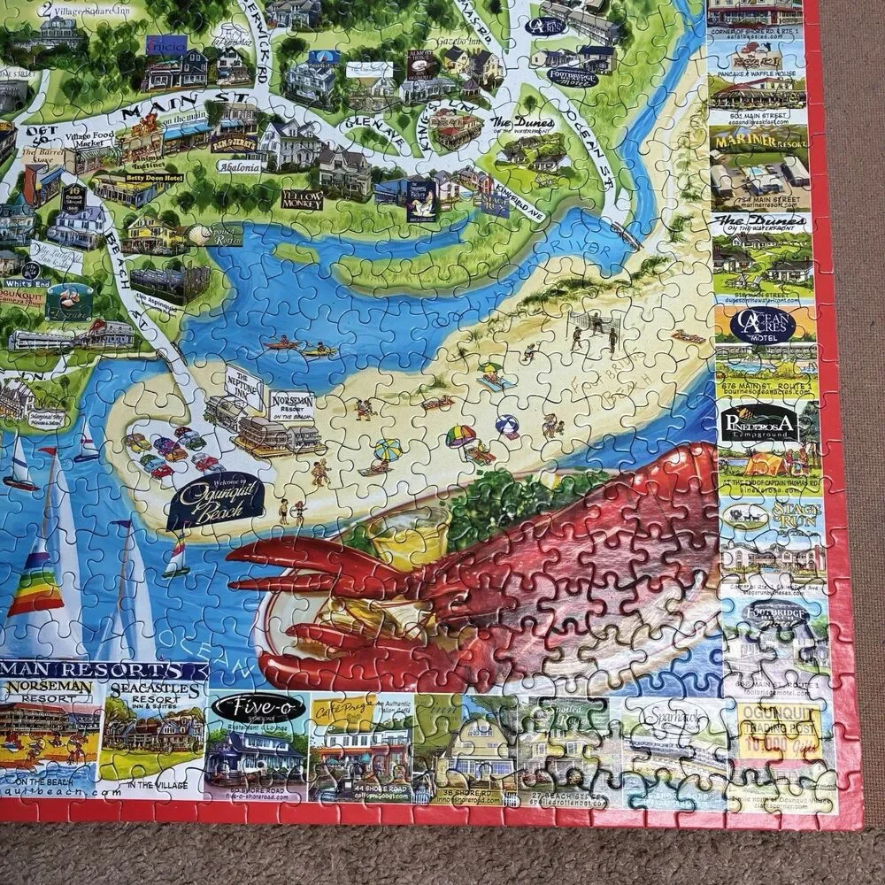White Mountain Puzzles Ogunquit Maine 1000 Piece Jigsaw Puzzle Complete Rare